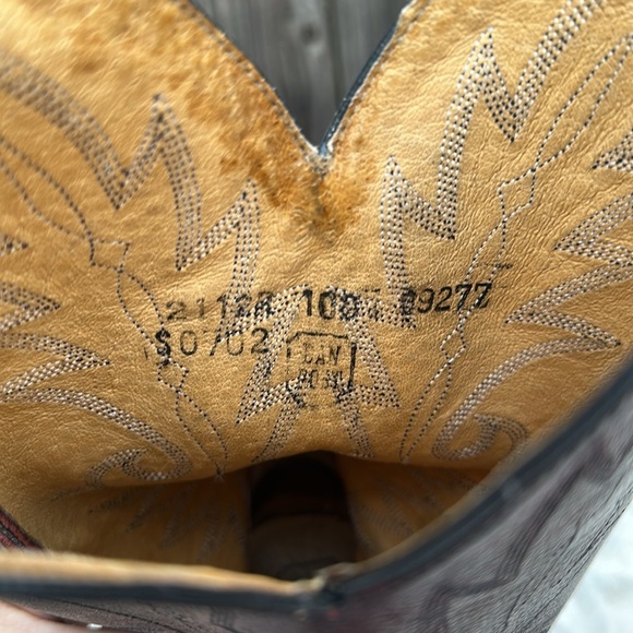 Vintage Dan Post Cowboy Western Boots Men's 10 D Burgundy Cowhide Leather - Picture 7 of 8